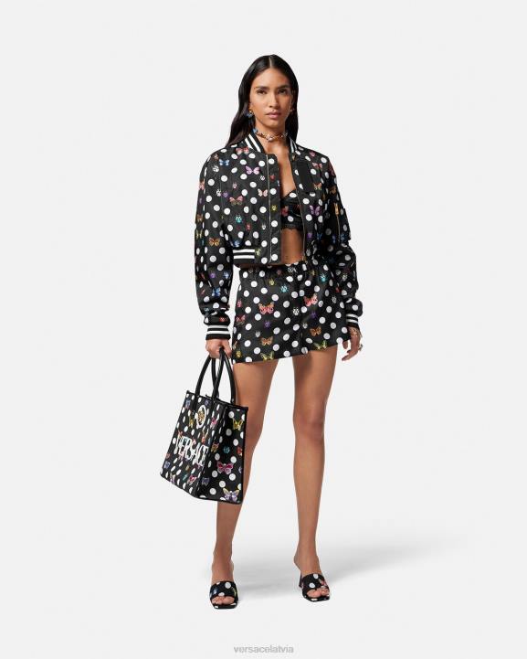 viena krāsa apģērbs Versace 806B78 sievietes butterflies crop bomber jaka