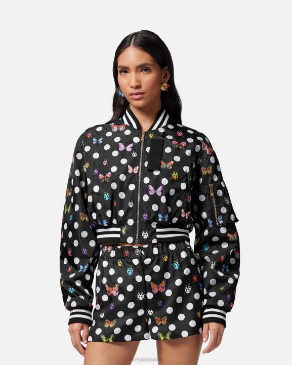 viena krāsa apģērbs Versace 806B78 sievietes butterflies crop bomber jaka