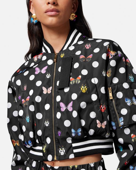 viena krāsa apģērbs Versace 806B78 sievietes butterflies crop bomber jaka