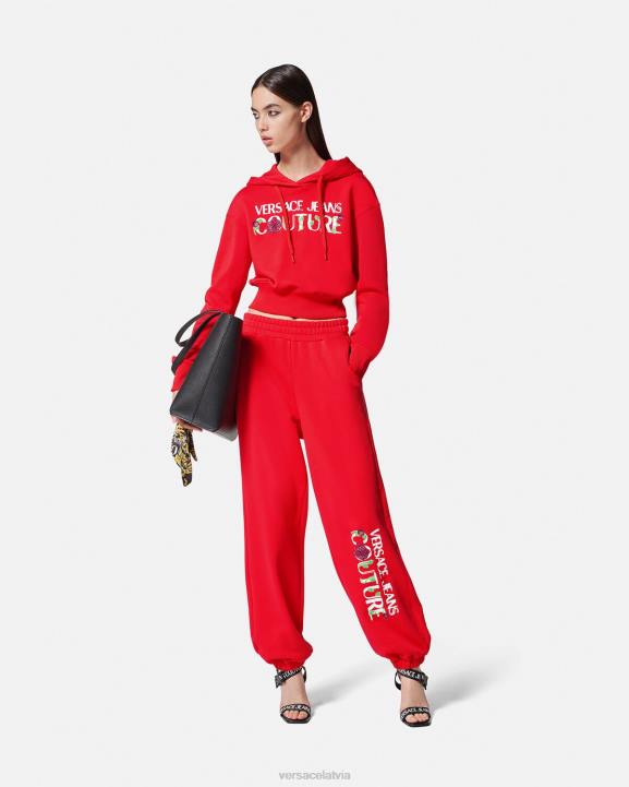 apelsīns apģērbs Versace 806B2170 sievietes rožu logotipa crop kapuci