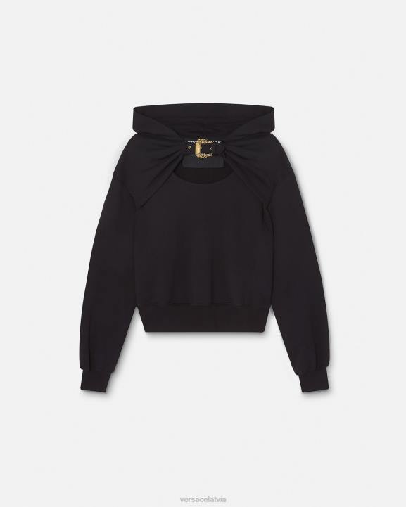 melns apģērbs Versace 806B2154 sievietes baroka stila kapuci ar sprādzi