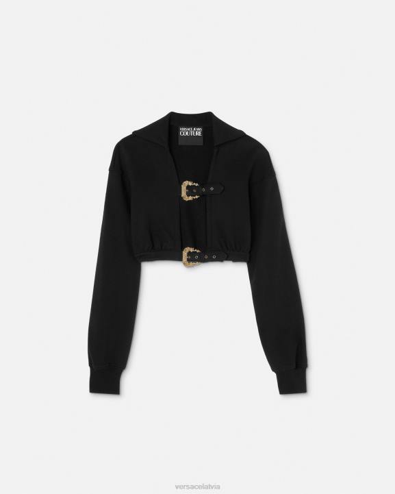 melns apģērbs Versace 806B2229 sievietes baroka stila kapuci ar sprādzi