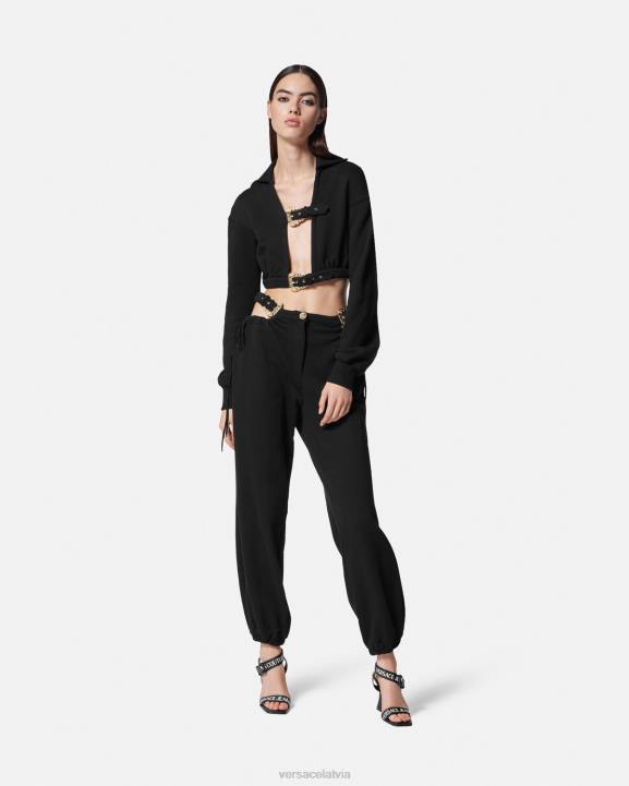 melns apģērbs Versace 806B2229 sievietes baroka stila kapuci ar sprādzi