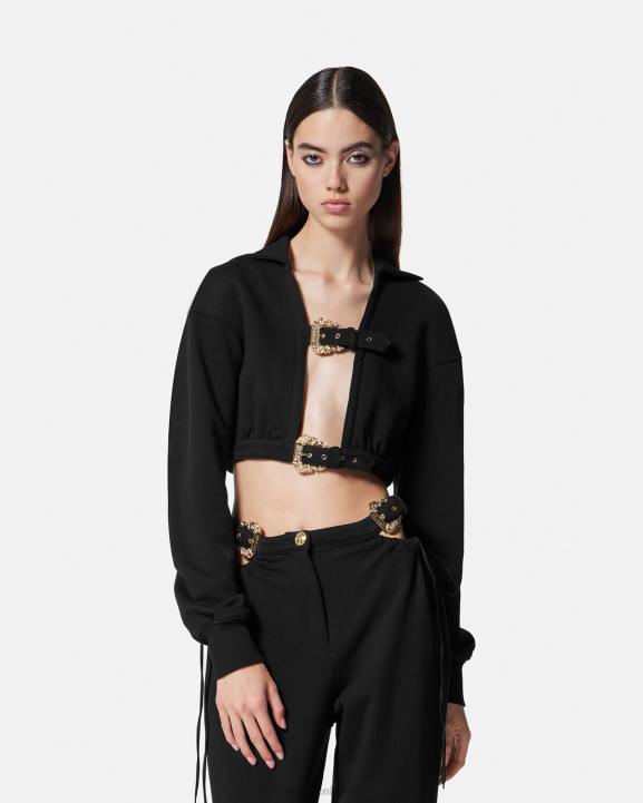 melns apģērbs Versace 806B2229 sievietes baroka stila kapuci ar sprādzi