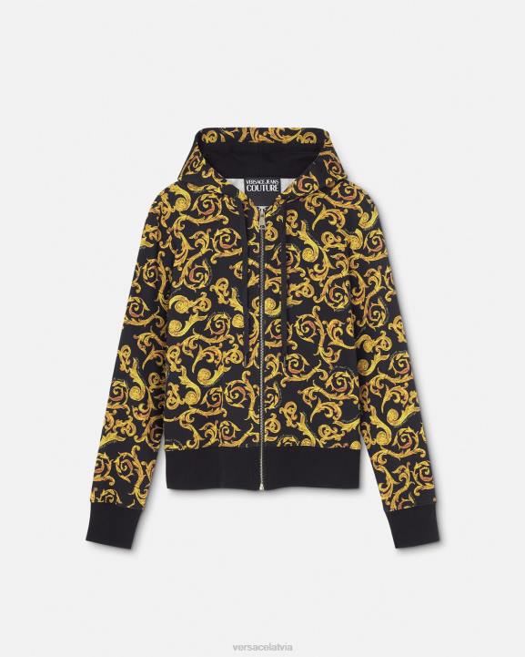 melns & zelts apģērbs Versace 806B2175 sievietes sketch couture kapuci