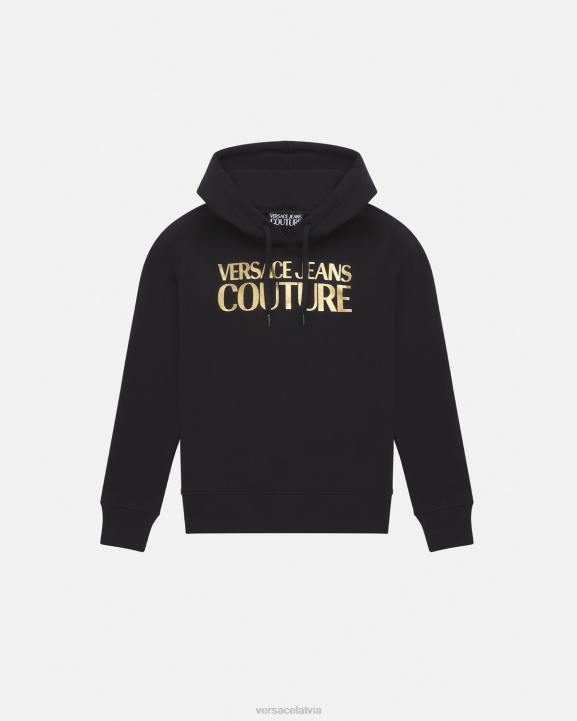 melns & zelts apģērbs Versace 806B2234 sievietes logotipa kapuci
