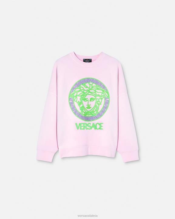 rozā apģērbs Versace 806B132 sievietes medusa logotipa satraukts sporta krekls