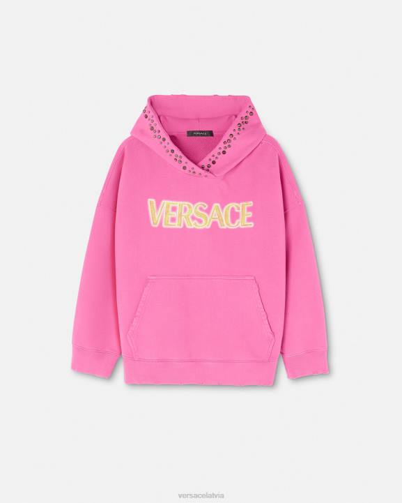 rozā apģērbs Versace 806B143 sievietes radžota satraukta logotipa kapuce