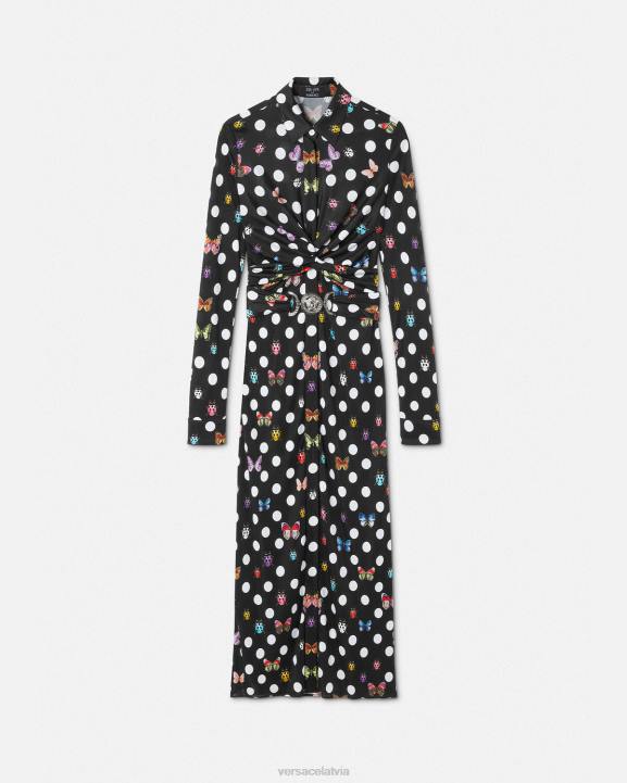 drukāt apģērbs Versace 806B4 sievietes butterflies medusa '95 krekls midi kleita