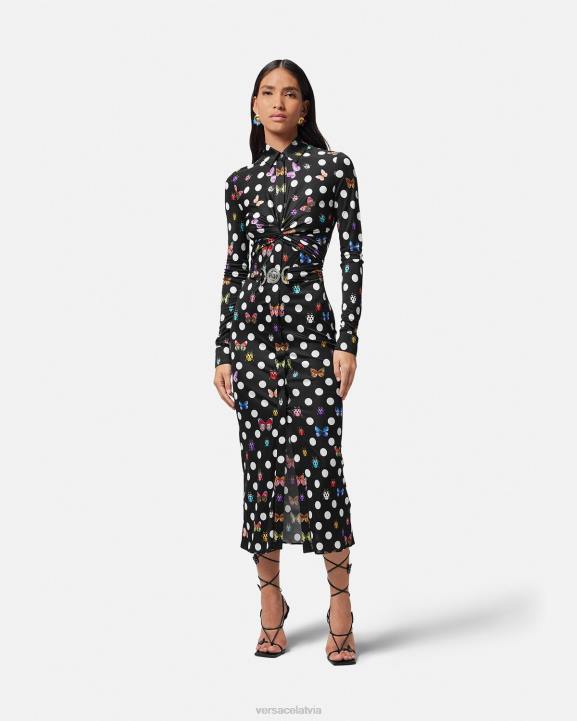 drukāt apģērbs Versace 806B4 sievietes butterflies medusa \'95 krekls midi kleita