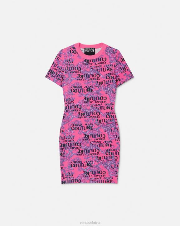 fuksija apģērbs Versace 806B2184 sievietes logo couture T-kreklu kleita