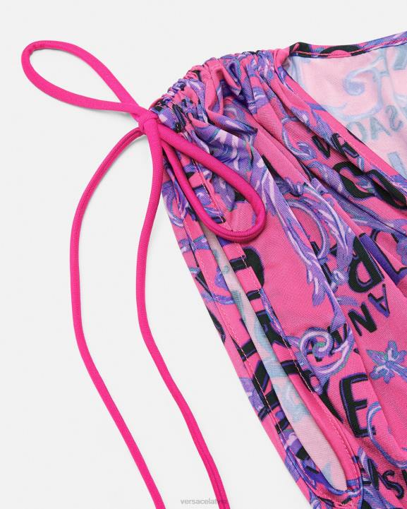 fuksija apģērbs Versace 806B2188 sievietes logo couture mini kleita