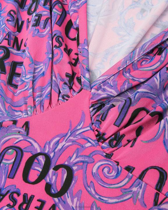 fuksija apģērbs Versace 806B2188 sievietes logo couture mini kleita