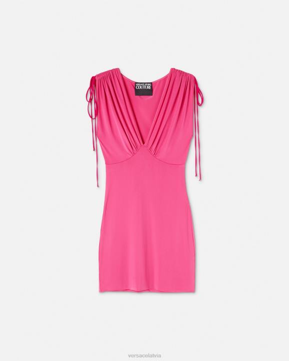 fuksija apģērbs Versace 806B2193 sievietes saburzīta mini kleita