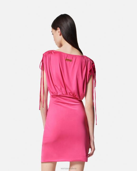 fuksija apģērbs Versace 806B2193 sievietes saburzīta mini kleita