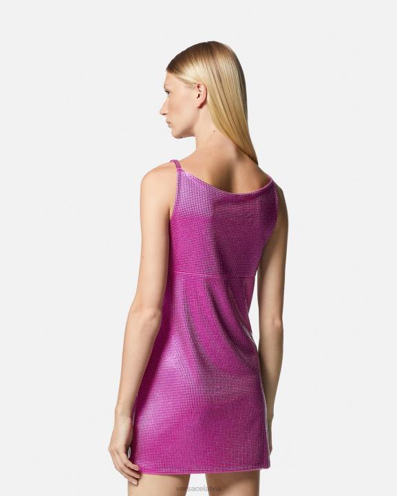 fuksija apģērbs Versace 806B63 sievietes medusa \'95 metāla sieta mini kleita