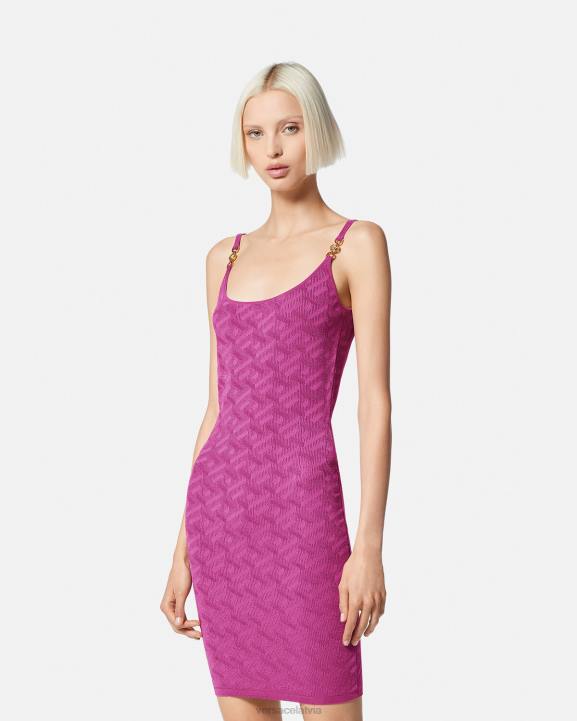 fuksija apģērbs Versace 806B65 sievietes medusa \'95 la greca mini kleita