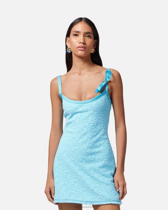 gaiši zils apģērbs Versace 806B10 sievietes Visa dvieļu mini kleita