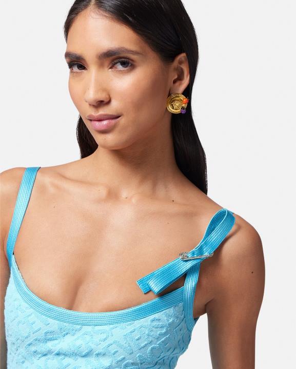 gaiši zils apģērbs Versace 806B10 sievietes Visa dvieļu mini kleita