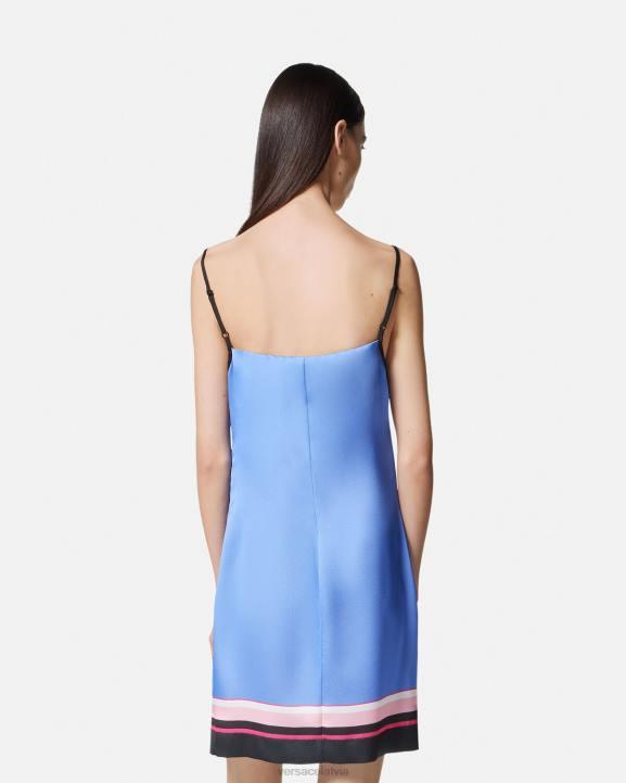 gaiši zils apģērbs Versace 806B2159 sievietes rožu mini kleita