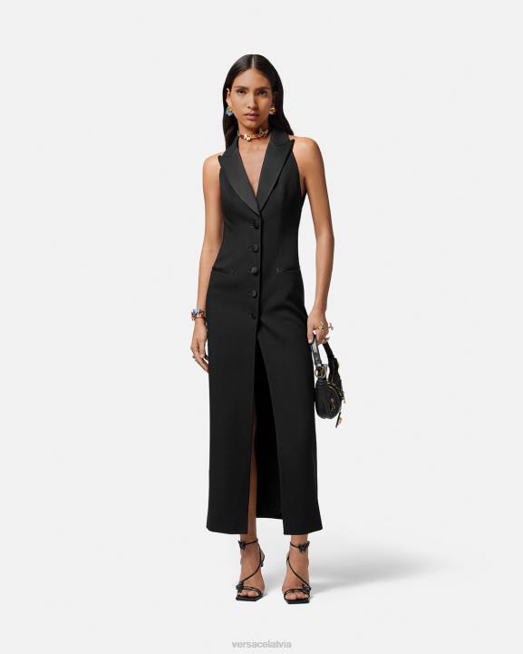 melns apģērbs Versace 806B16 sievietes medusa \'95 garā vestes kleita