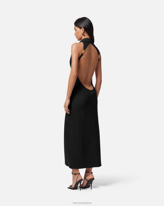 melns apģērbs Versace 806B16 sievietes medusa \'95 garā vestes kleita