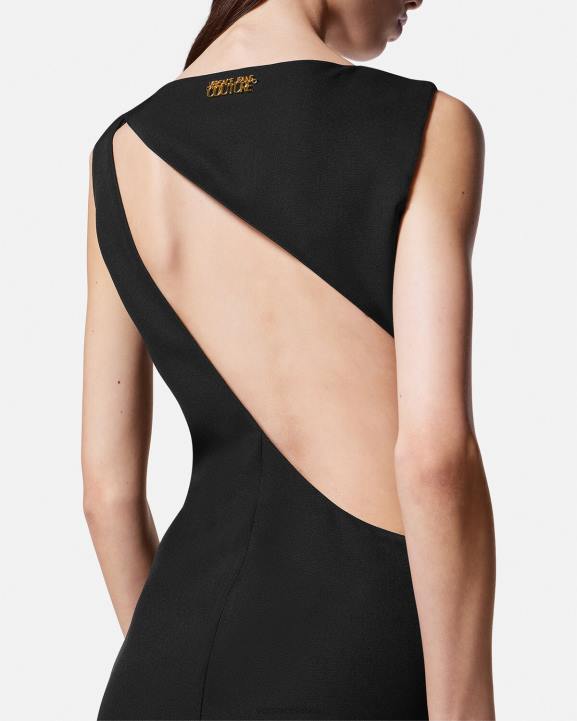 melns apģērbs Versace 806B2190 sievietes logo couture midi kleita