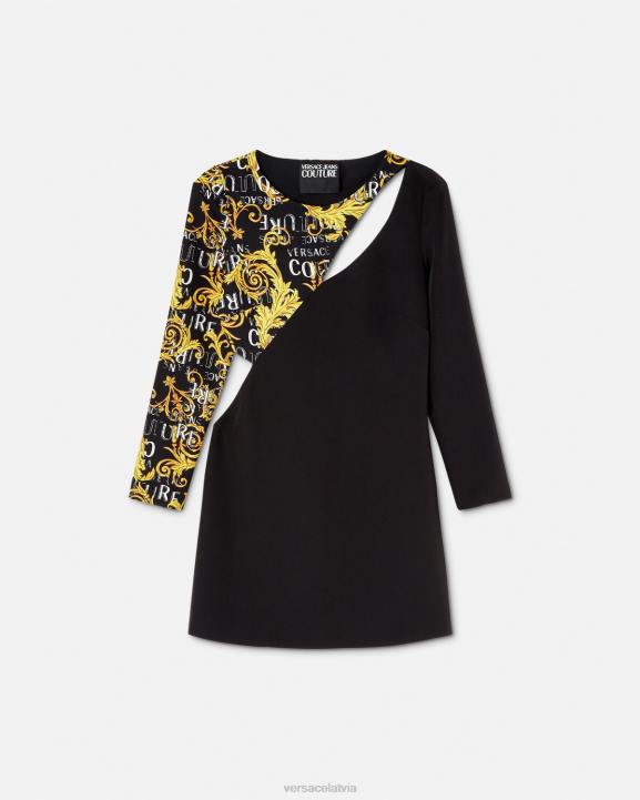 melns apģērbs Versace 806B2191 sievietes ar logotipu modes izgriezuma mini kleita