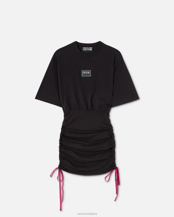 melns apģērbs Versace 806B2192 sievietes gabala numurs ar logotipu t-kreklu kleita