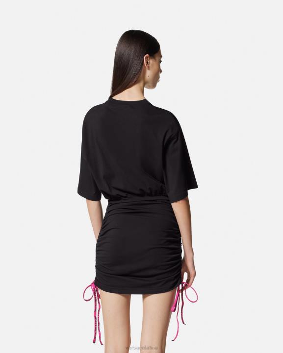 melns apģērbs Versace 806B2192 sievietes gabala numurs ar logotipu t-kreklu kleita