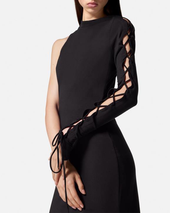 melns apģērbs Versace 806B2194 sievietes kleita līdz vienam plecam