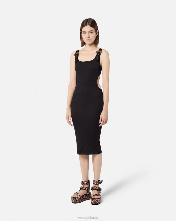 melns apģērbs Versace 806B2197 sievietes baroka couture1 kleita ar sprādzi