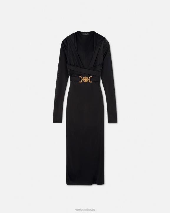 melns apģērbs Versace 806B36 sievietes medusa '95 kapuces kleita