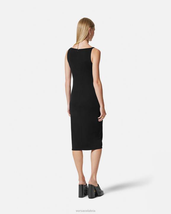melns apģērbs Versace 806B40 sievietes medusa \'95 midi kleita