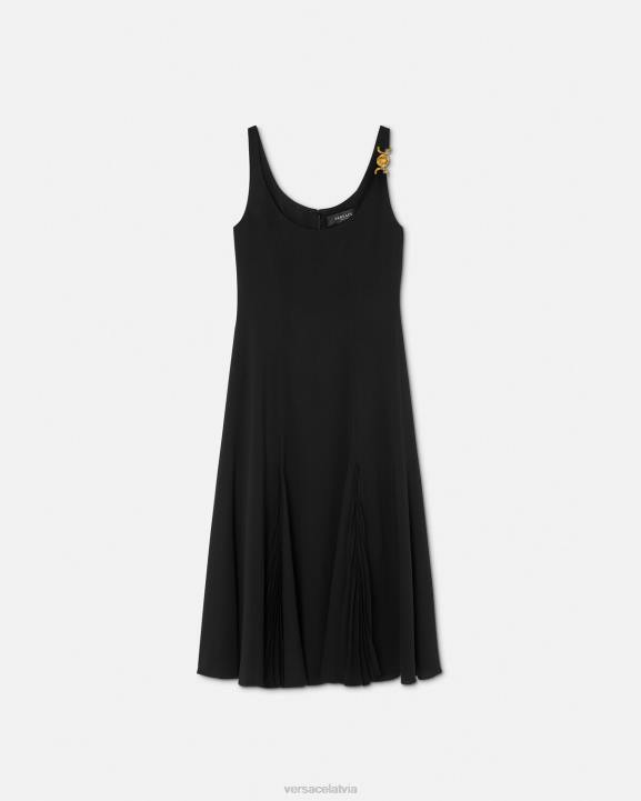 melns apģērbs Versace 806B41 sievietes medusa '95 midi kleita