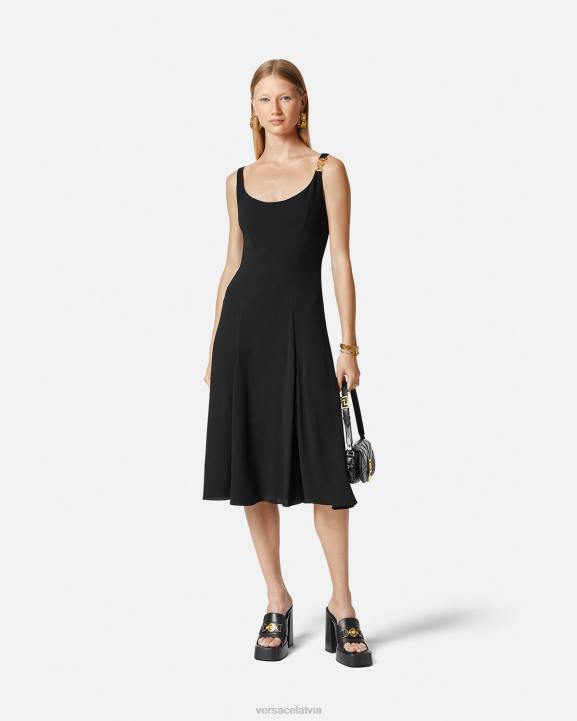 melns apģērbs Versace 806B41 sievietes medusa \'95 midi kleita