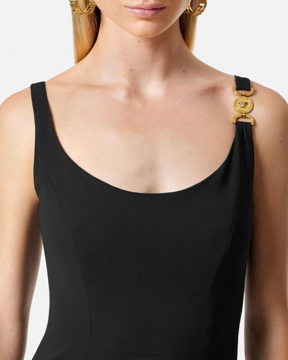 melns apģērbs Versace 806B41 sievietes medusa \'95 midi kleita