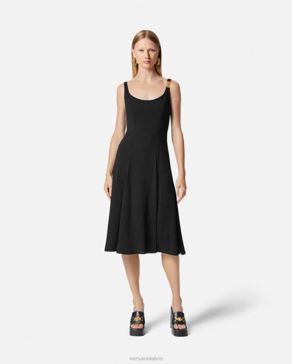 melns apģērbs Versace 806B41 sievietes medusa \'95 midi kleita