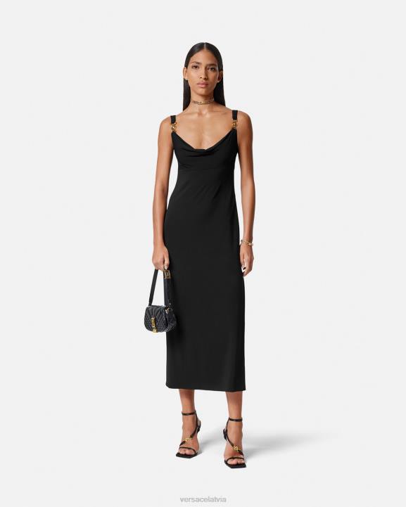 melns apģērbs Versace 806B44 sievietes medusa \'95 gara kleita