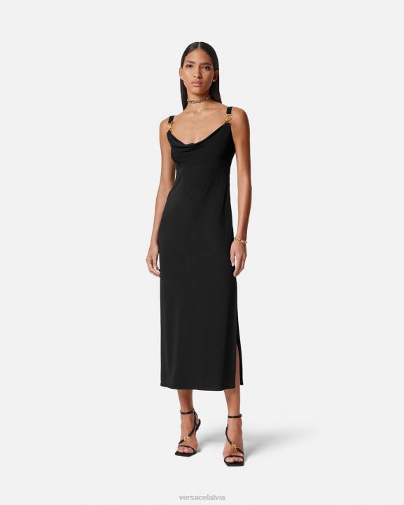 melns apģērbs Versace 806B44 sievietes medusa \'95 gara kleita