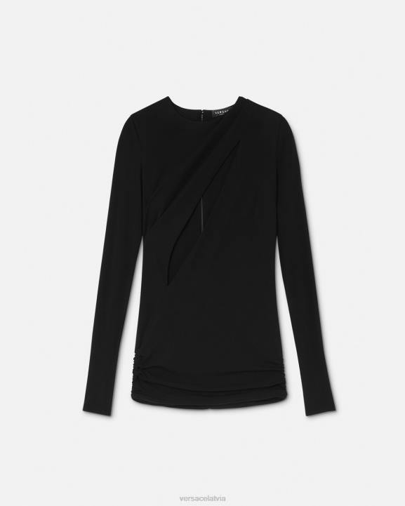 melns apģērbs Versace 806B45 sievietes slīpēta mini kleita