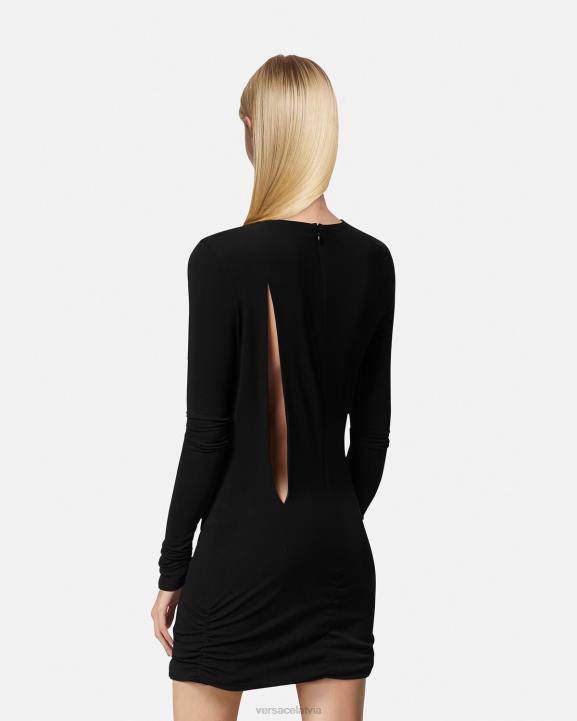 melns apģērbs Versace 806B45 sievietes slīpēta mini kleita