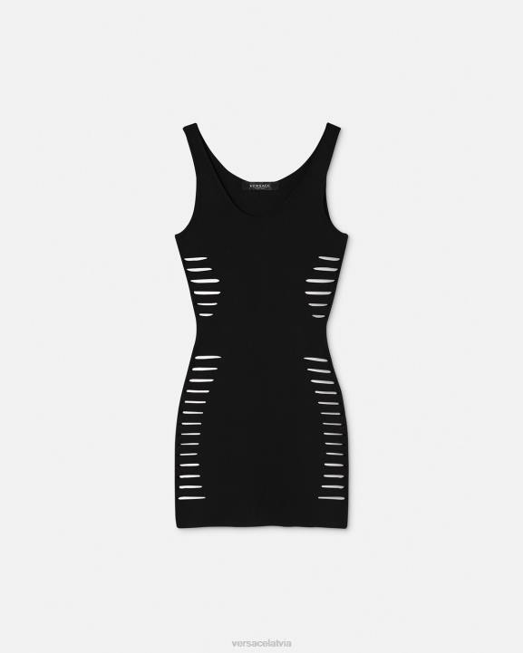 melns apģērbs Versace 806B48 sievietes griezta trikotāžas minikleita