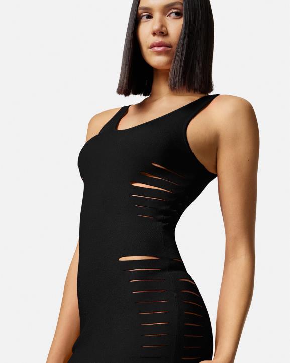 melns apģērbs Versace 806B48 sievietes griezta trikotāžas minikleita