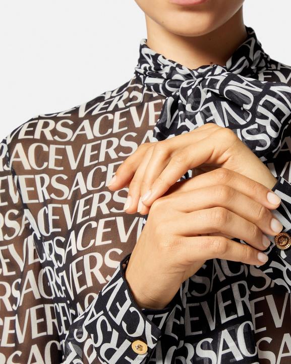 melns un apdrukāts apģērbs Versace 806B55 sievietes visa veida midi kreklu kleita