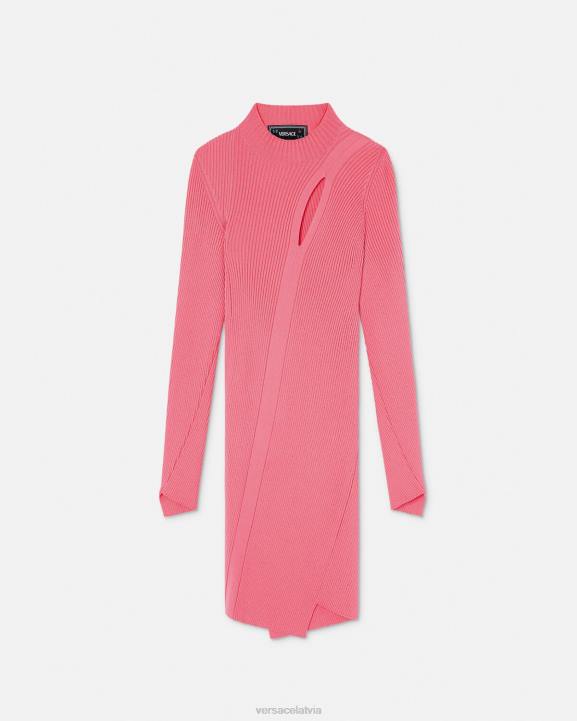 rozā apģērbs Versace 806B32 sievietes Minikleita ar slīpu apkakli