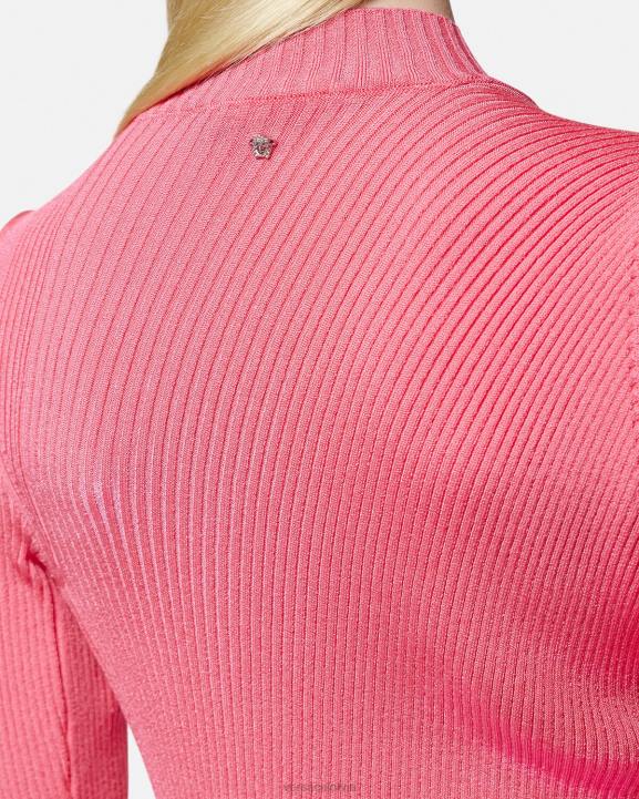 rozā apģērbs Versace 806B32 sievietes Minikleita ar slīpu apkakli