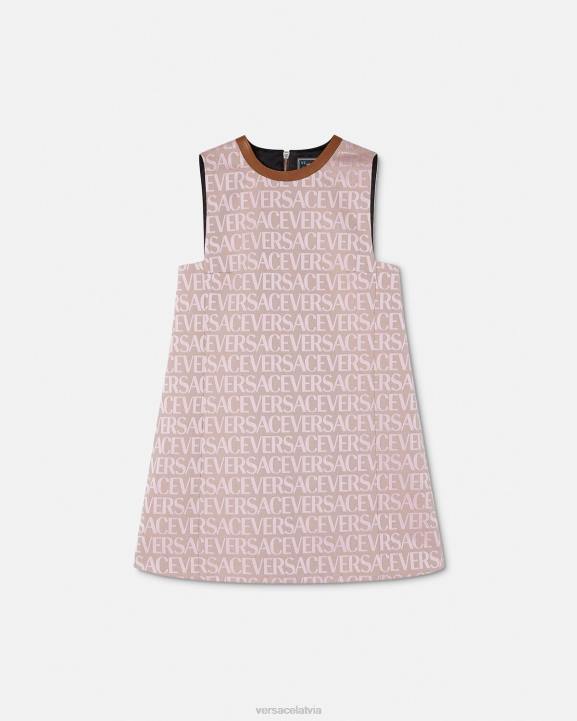 rozā un apdruka apģērbs Versace 806B26 sievietes viscaur mini kleita