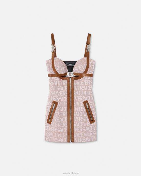 rozā un apdruka apģērbs Versace 806B27 sievietes viscaur mini kleita