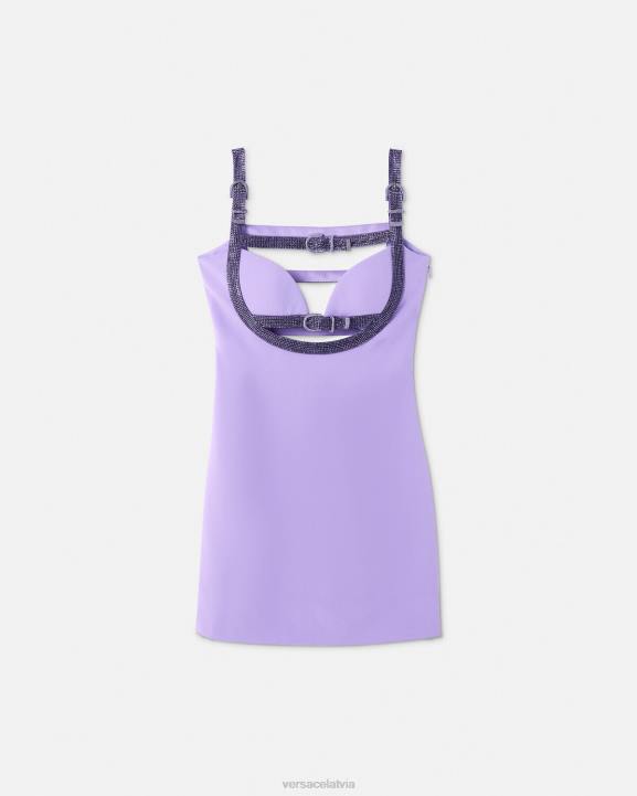 viena krāsa apģērbs Versace 806B11 sievietes kristāla izgriezuma mini kleita